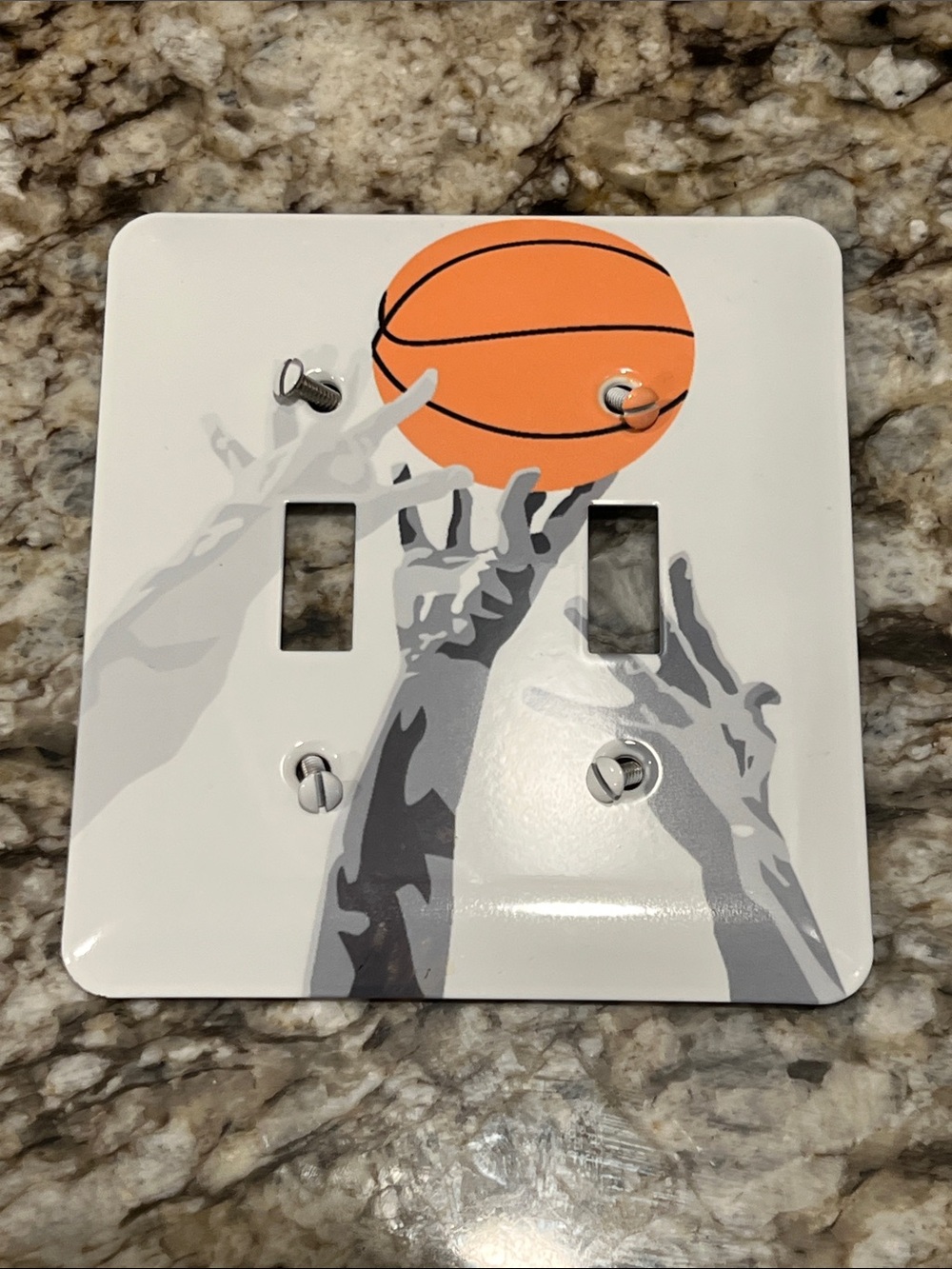 3dRose "Basketball Up for Grabs" Vector Sports Double Toggle Wall Plate Cover